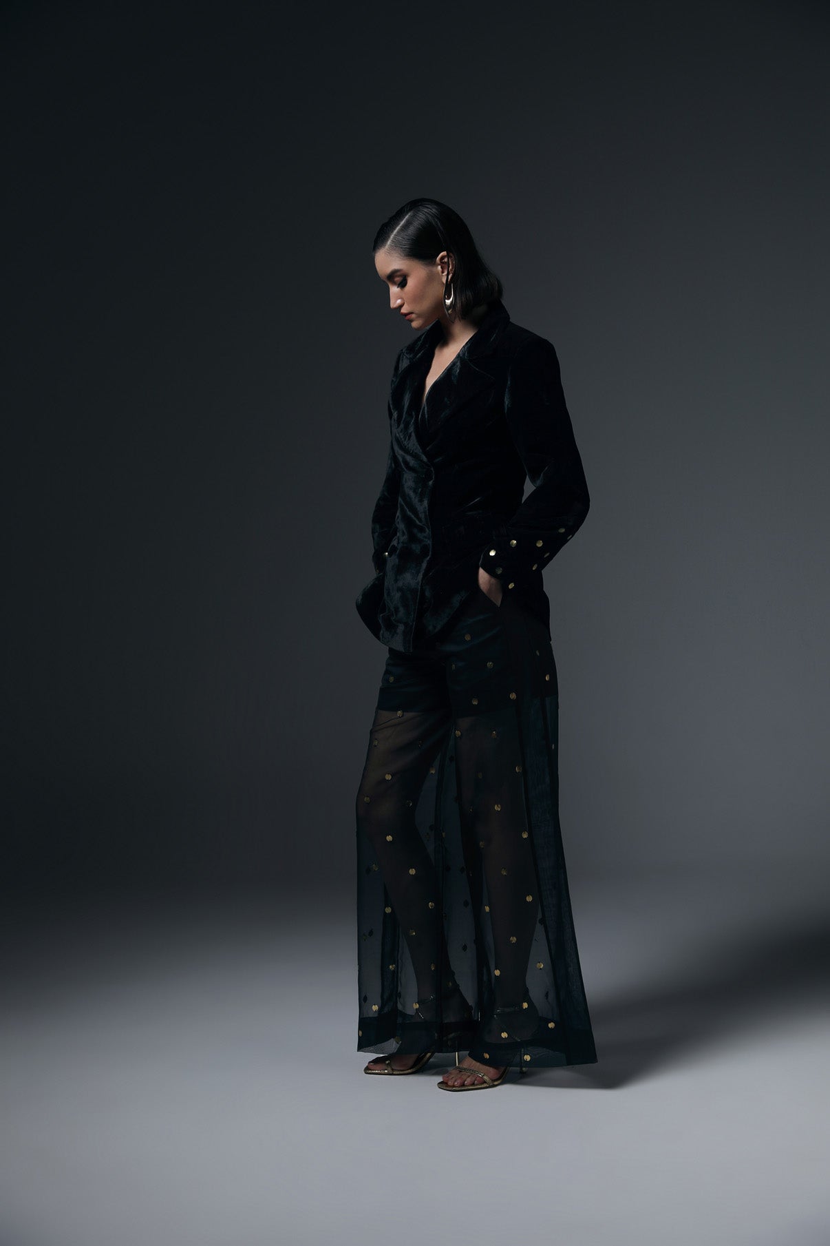 Adele Blazer And Sheer Pants