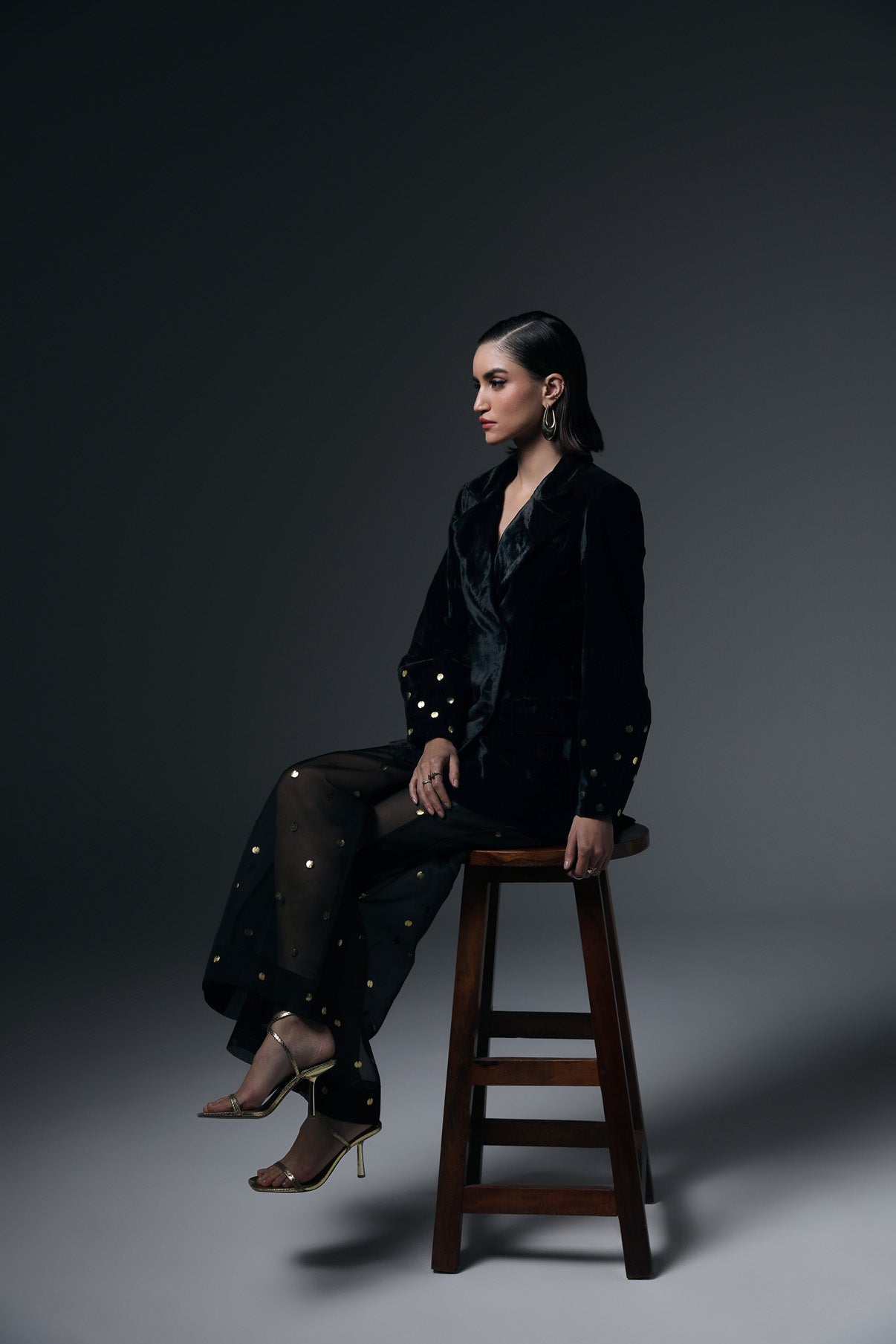 Adele Blazer And Sheer Pants