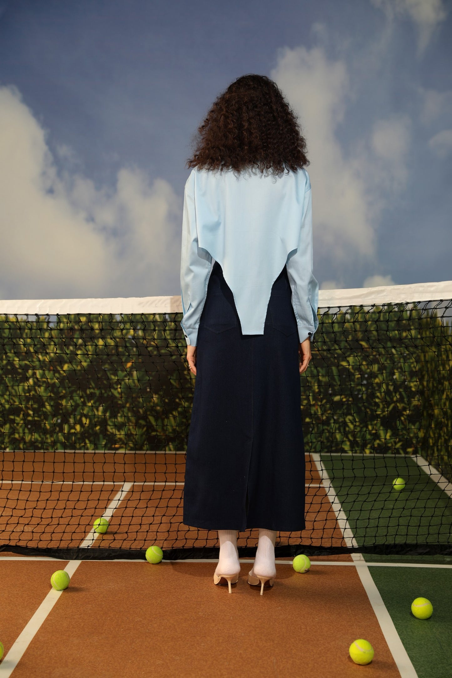 Iga Shirt with Denim Skirt