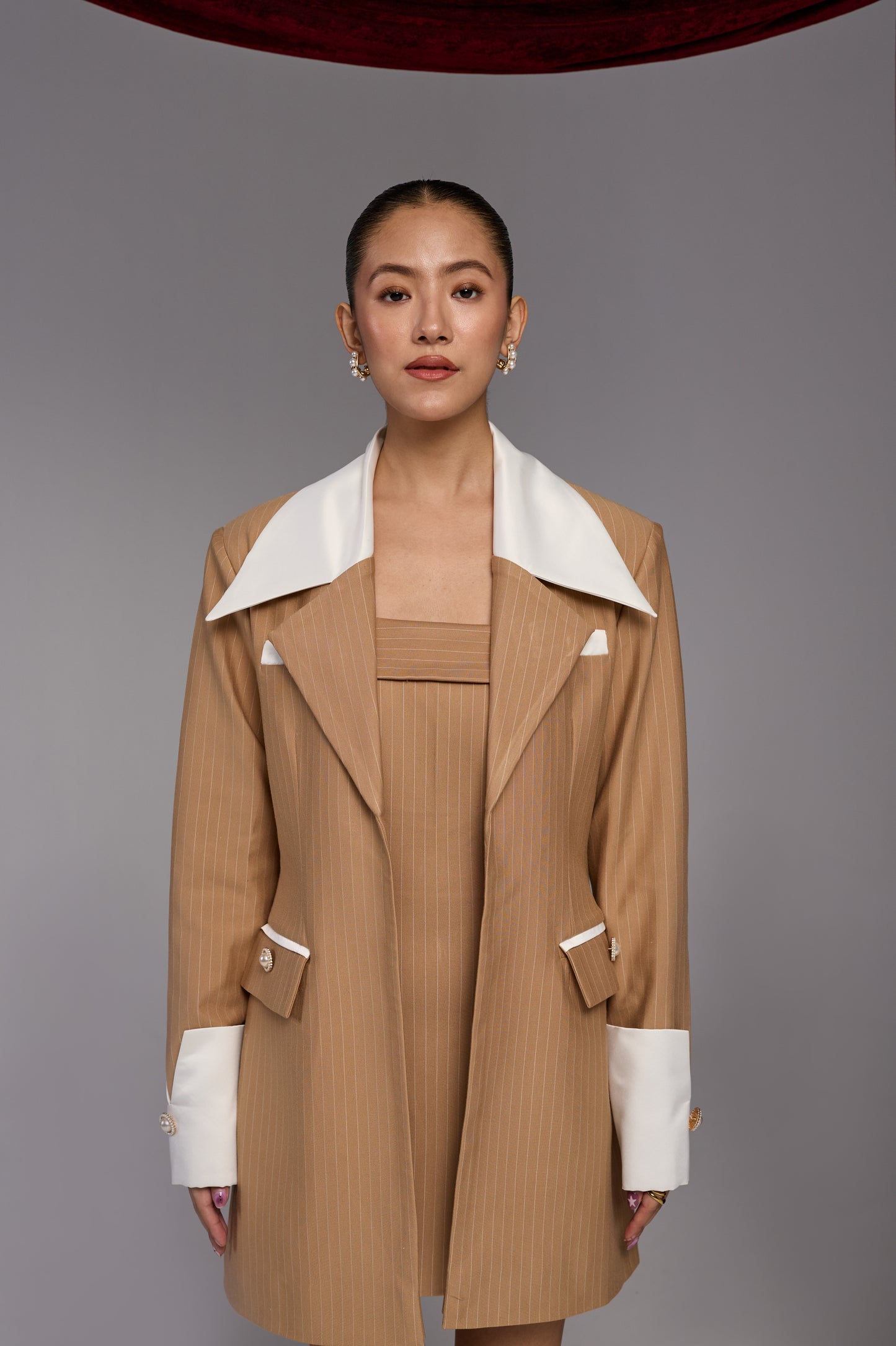 Celestia Beige Dress and Elise Blazer Set